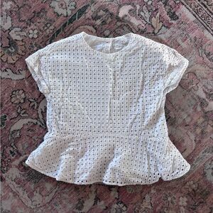 White Eyelet Peplum Top